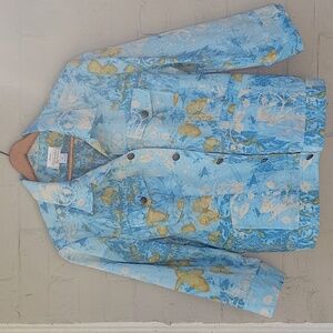 Christopher&Banks Women's M  Blue Button Up Long Sleeve Jacket.